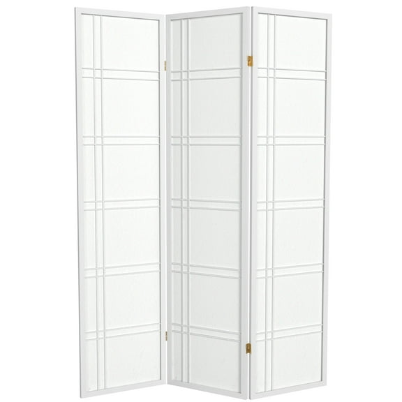6 ft. Tall White Double Cross Shoji Screen Room Divider - 3 Panels