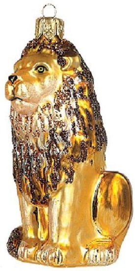 SMALL LION LöWE  EUROPEAN BLOWN GLASS CHRISTMAS TREE ORNAMENT KING OF THE JUNGLE 