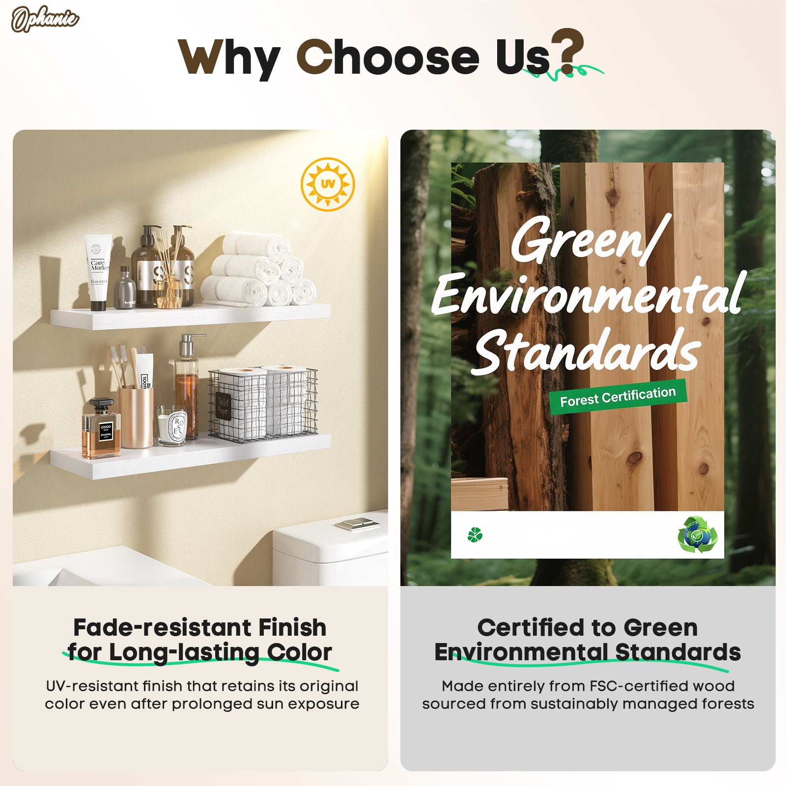 Ophanie 22.5 inch 2 Pack Wood Floating Shelves, Hanging Float Shelf for Wall Mounted Decorative Shelves, 6.7 x 23 Inch, Set of 2, White Ophanie 22.5 inch 2 Pack Wood Floating Shelves, Hanging Float Shelf for Wall Mounted Decorative Shelves, 6.7 x 23 Inch, Set of 2, White - Image 8