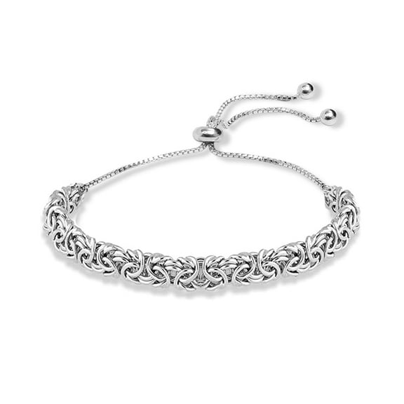LeCalla 925 Sterling Silver Sliding Bolo Byzantine Silver Bracelet Jewelry for Women and Girls 9" Inch