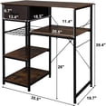 thumbnail image 3 of VINGLI Bakers Racks for Kitchens with Storage Mini Fridge Stand Bar Cabinet with Mini Fridge Space, Big Drawer, Wine Rack, Metal Frame Industrial Workstation Microwave Oven Stand 4-Tiers, 3 of 7