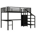 thumbnail image 4 of Bellemave Queen Size Metal Loft Bed with L-shaped Desk and Stairs, Loft Bed Frame with Wardrobe and Shelves, Loft Bed with LED Lights and Charging Station for Kids Teens Adults (Queen, Black), 4 of 11