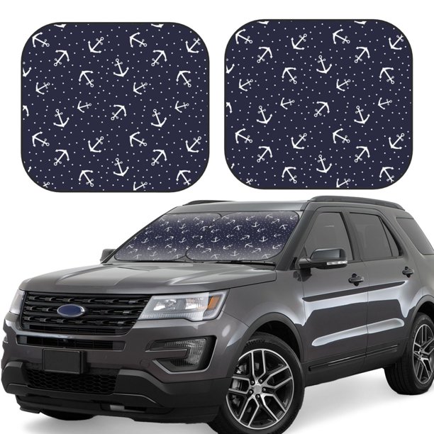 Balery Anchor Parasol para parabrisas de coche de 2 piezas | Parasol plegable para parabrisas delantero de coche para la mayoría de sedanes-Large