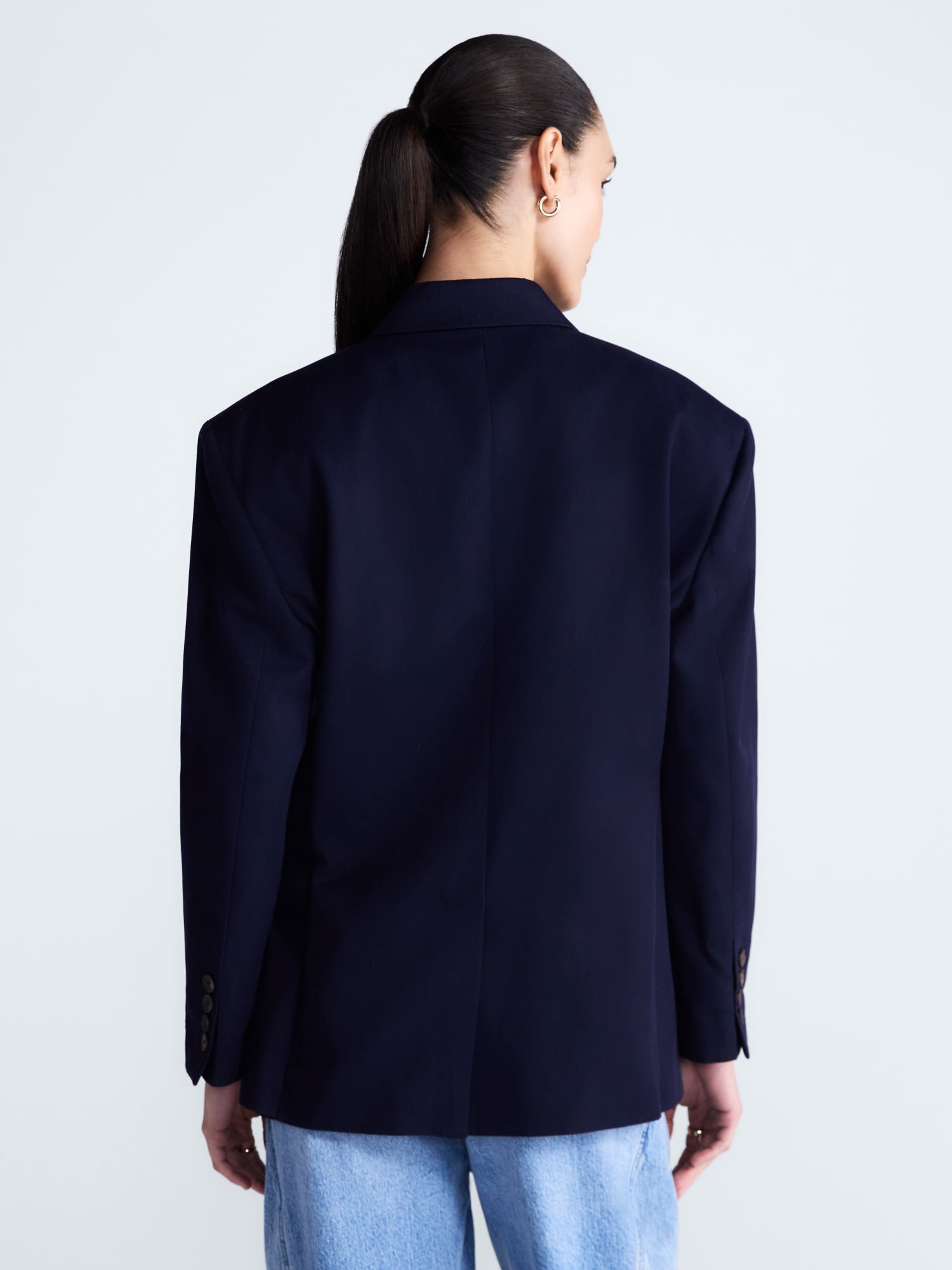 Free Assembly Women's and Women's Plus Embellished Wool Blend Boxy Blazer, Sizes XS-4X