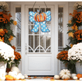 thumbnail image 5 of Halloween Pumpkin Welcome Door Sign With Polka‑Dot Bow, Farmhouse‑Style Wooden Ornament for Front Porch & Entryway, 5 of 5