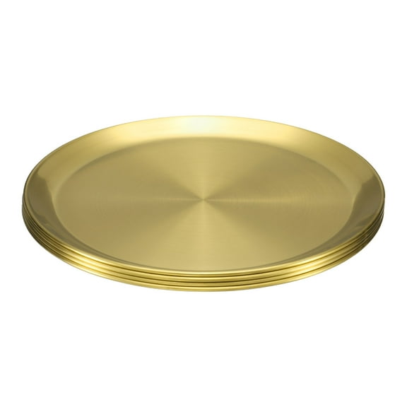 8pcs Stainless Steel Plates 10 Inch Dinner Plate for Main Dishes, Gold Tone