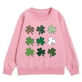thumbnail image 4 of Girls Sweatshirts St. Patrick'S Day Kids Crew Neck Long Sleeve Graphic Pullover Shamrock Print Casual Cute Top Pink 8 Years-9 Years, 4 of 4
