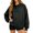 Dark Gray, variant on yuCgh Women's Button-Up Collar Pullover Top with Pocket, Casual Long Sleeve Blouse, Soft Cotton Blend, Fashion Everyday Wear for Women,Black L
