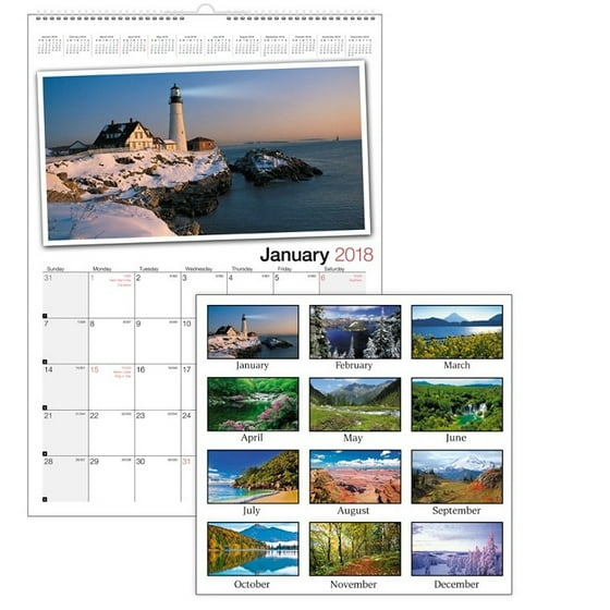 Office Depot Brand Photographic Wall Calendar 12 X 17 30 Recycled Multicolor January To December 2018 Od302328 18