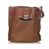 Pre-Owned Chloe Aby Bucket Bag Calf Leather Brown
