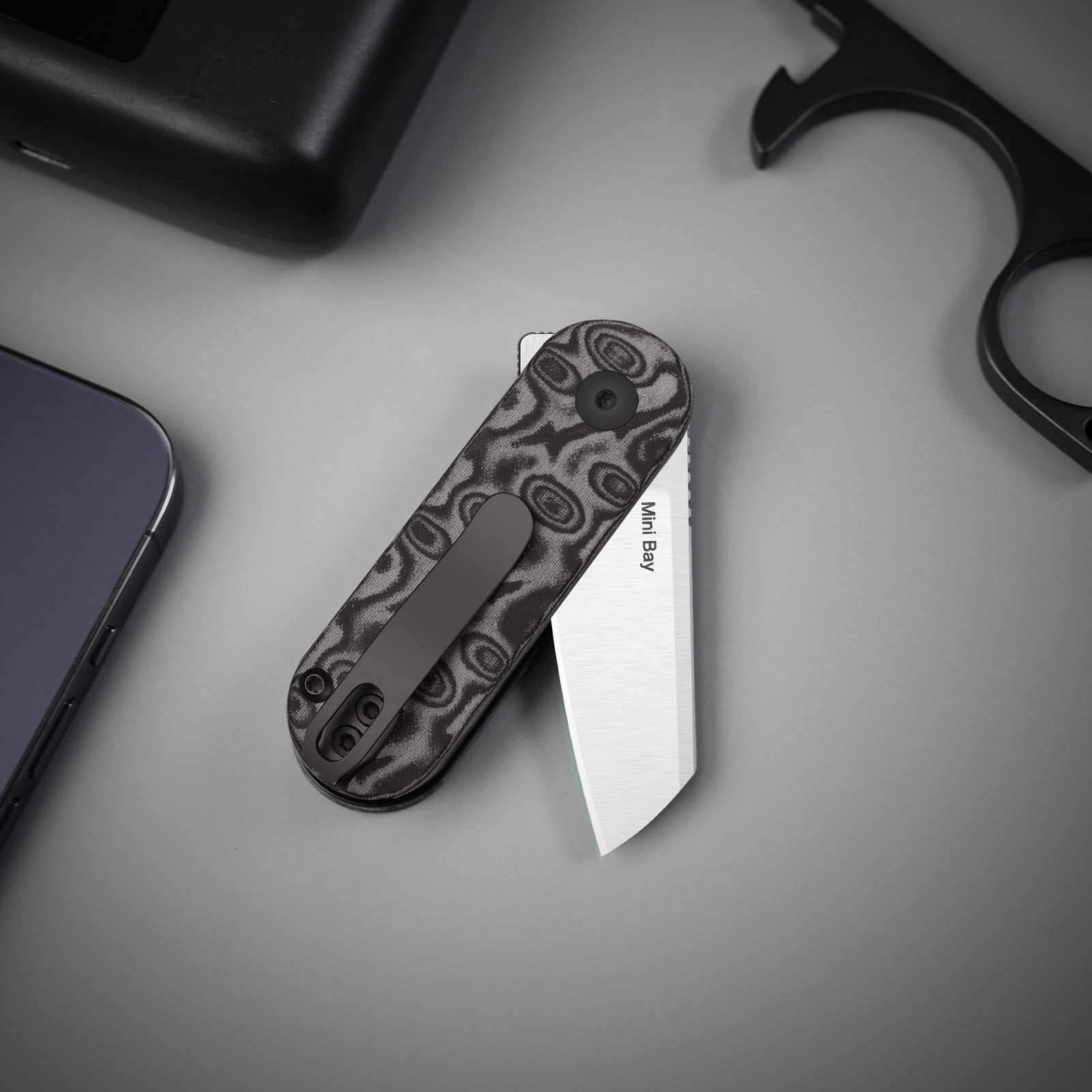 Kizer Mini Bay EDC Folding Pocket Knife 14C28N Blade Vortex Pattern Micarta Handle V2583A6