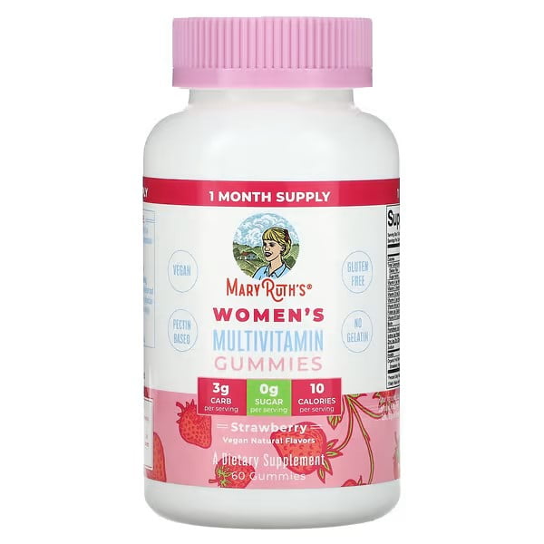 MaryRuth's | Gomitas multivitamínicas para mujeres, Fresa, 60 gomitas. Suplemento alimenticio