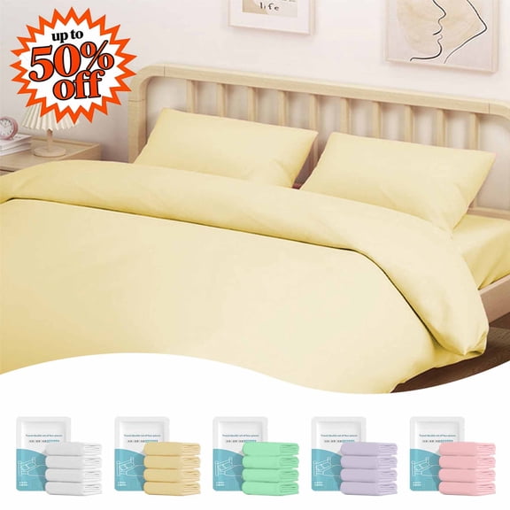 FEOLGEHLY 4 Piece Disposable Small/Twin/Queen Sheets Microfiber Flat Bed Sheets Only (83x91in) Set, Sofa Bed Cover Washable Wrinkle Free Sheets Breathable Bed Sheets for Hotel Travel(White)