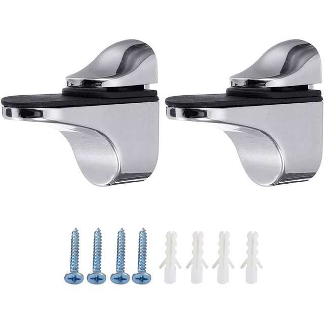 Estante de vidrio para baño de 2 piezas Soporte de estante de vidrio Soporte de estante cromado estable Mat Support Piso de Vidrio y Pisos de Madera Hasta 15 mm de espesor JFHHH pequeña