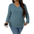 thumbnail image 2 of NISVIYA Womens Plus Size V Neck Long Sleeve Winter Pullover Sweater Blue, 2 of 7