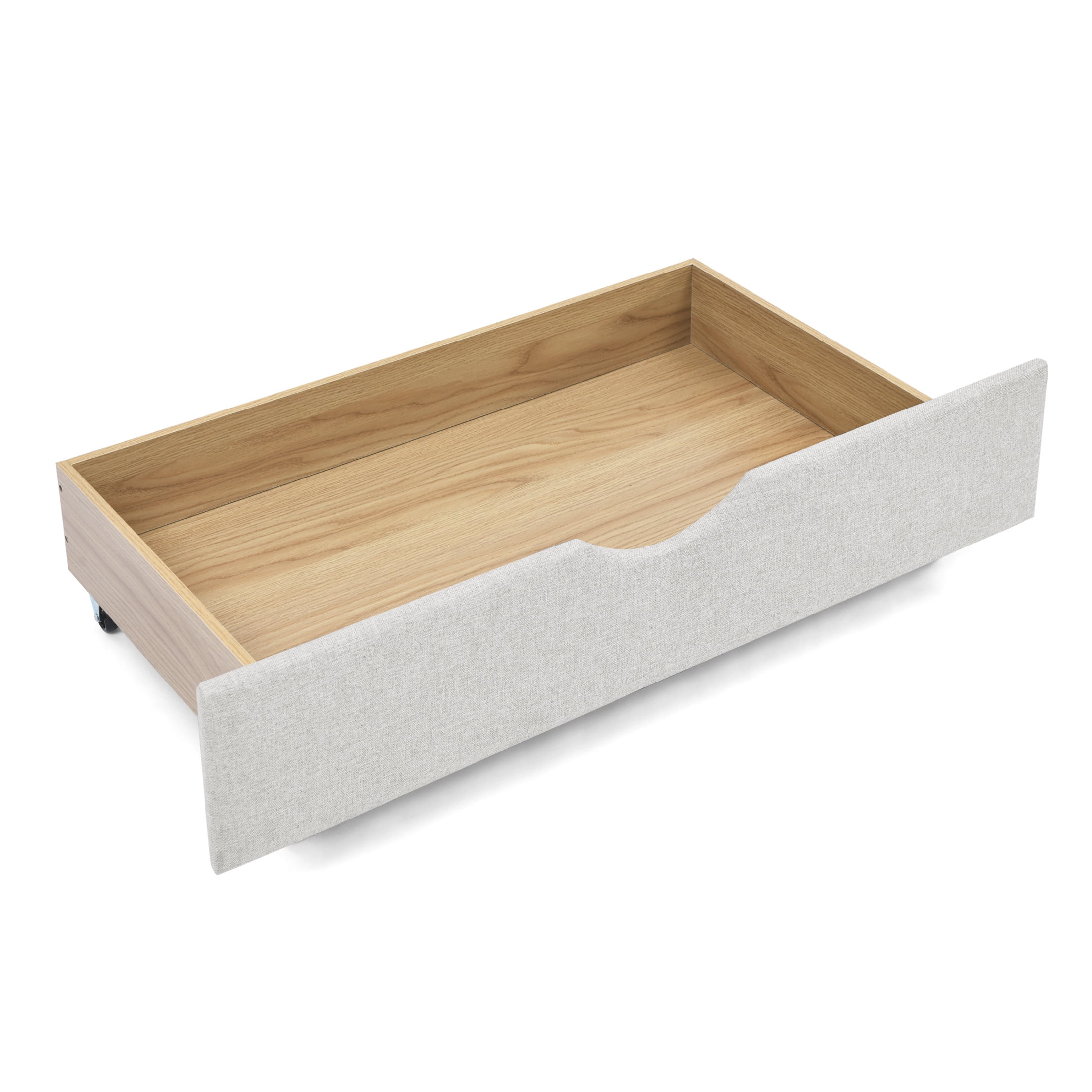 Noble House Queen Size Button Tufted Daybed, Linen Sofa Bed Frame with Storage Drawers and Nailhead Waved Arms, Beige