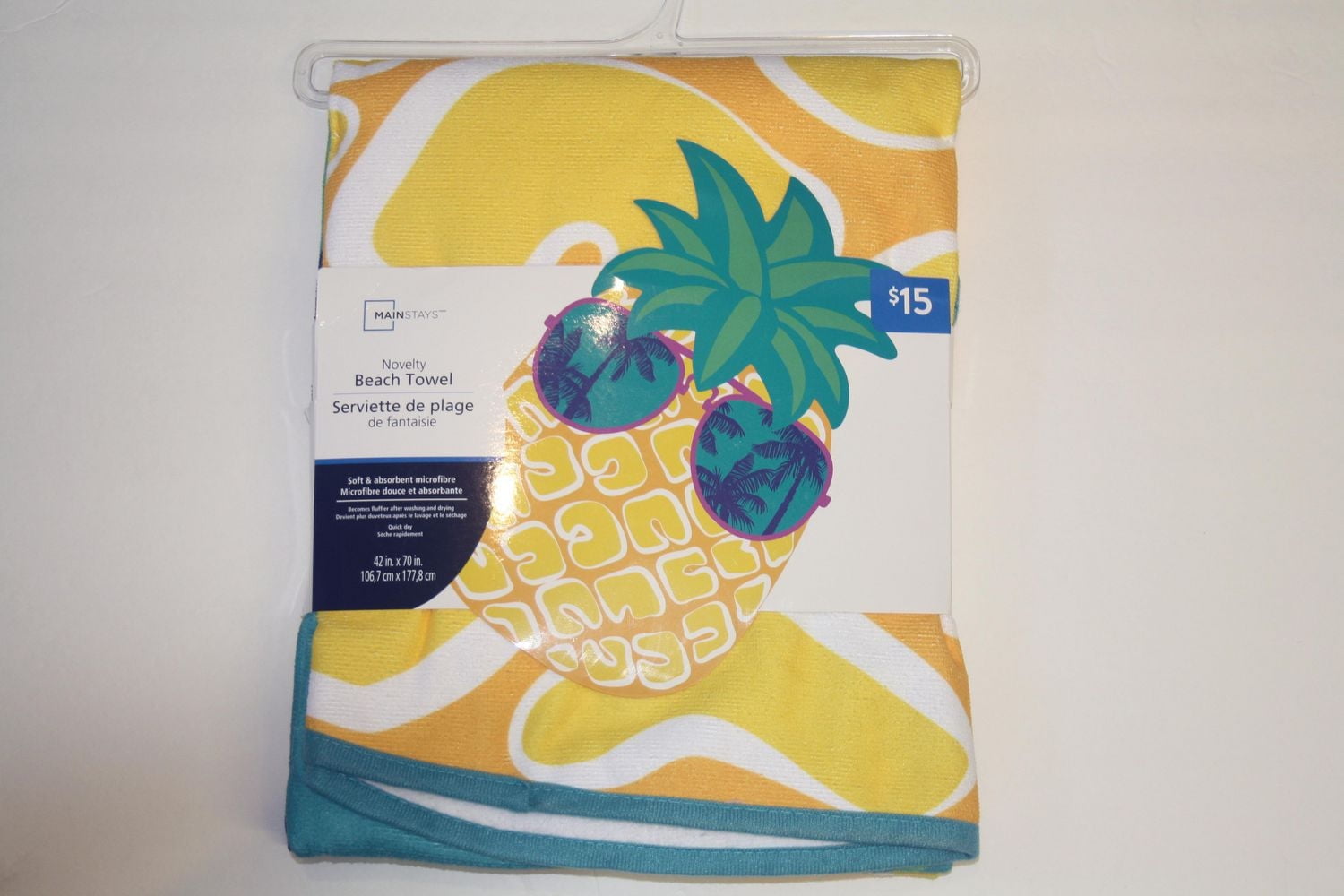 Serviette de Plage Fantaisie en Forme d'Ananas 100% Polyester. 107cm x 178cm