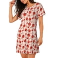 thumbnail image 2 of Rateoe Ladybugs With Heart Spots Print Women’s Nightdress – Cozy Cotton Short-sleeved Sleep Shirt, Loose-Fit Sleepwear, Perfect for Relaxing and Sleeping, 2 of 6