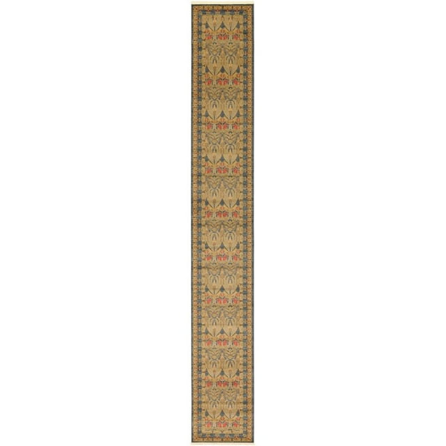 Unique Loom Tapis Design de Bordure Edinburgh 2' 7 x 19' 8 Runner Bleu/beige