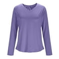 thumbnail image 3 of gbyLJF T-Shirts for Women Long Sleeve Lightweight Workout Casual Tops Solid Color V-Neck Sun Protective Shirt Quick Dry Tees, 3 of 6