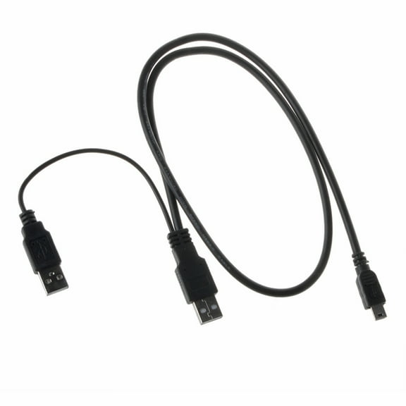 FITE ON USB Dual Power Y Shape 2x Type A - Mini B Cable Lead Portable Hard Drive C004