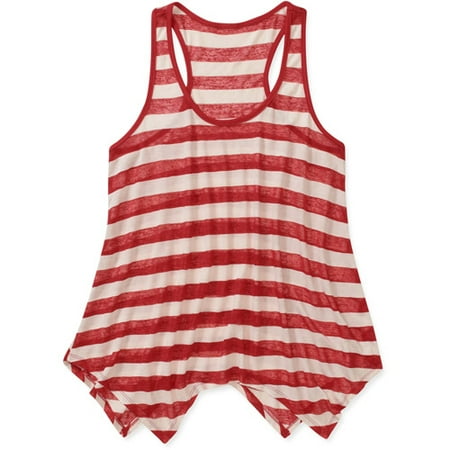No Boundaries Juniors Striped Racerback Tank With Kerchief Hem