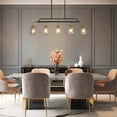 thumbnail image 4 of LNC Black & Gold 5-Light Linear Chandelier with Ripple Glasss, for Kitchen Island, 4 of 14