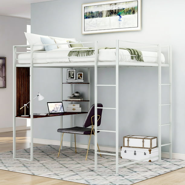 Aukfa Twin Loft Bed With Desk, Twin Loft Bed Length