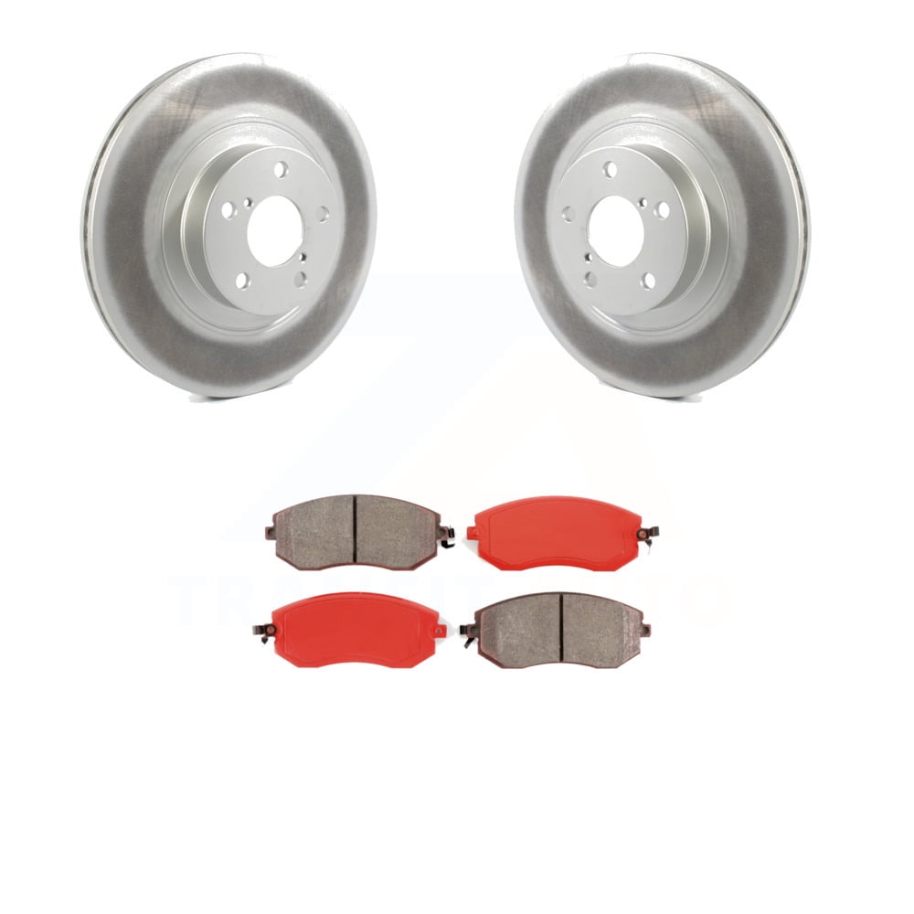 Front Coated Disc Brake Rotors And SemiMetallic Pads Kit For Subaru