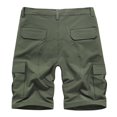 thumbnail image 4 of SDNall Men Casual Solid Zipper Button Pockets Elastic Waist Cropped Cargo Shorts, 4 of 9