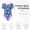 thumbnail image 6 of Fotbe Party Shark Cute Women's Crew Neck Short Sleeves Bodysuit Tops Round Neck Slim Sleeveless Soft Comfortable Basic-X-Large, 6 of 9