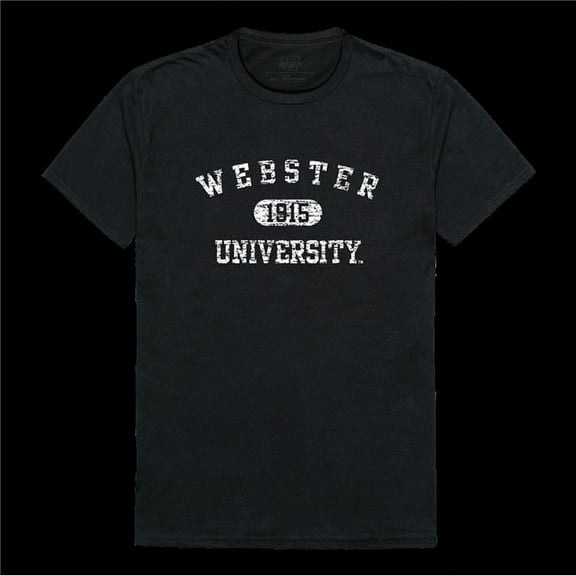 W Republic 574-602-BLK-04 Webster University Gorlocks Distressed Arch College T-Shirt, Black - Extra Large
