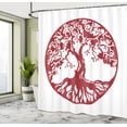 thumbnail image 4 of Ambesonne Tree Shower Curtain, Traditional Oak Silhouette, 69"Wx75"L, Ruby and White, 4 of 4