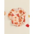 thumbnail image 2 of Caoirhny Baby Halloween Fall Romper All-over Pumpkin Maple Leaf Print Long Sleeve Round Neck Jumpsuits, 2 of 7