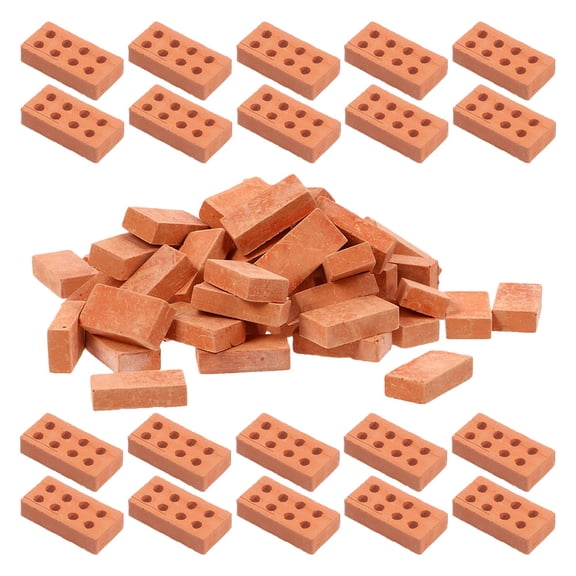IBASETOY 100pcs Rectangular Mini Brick Clay Brown Diy Modeling For Miniature Landscaping