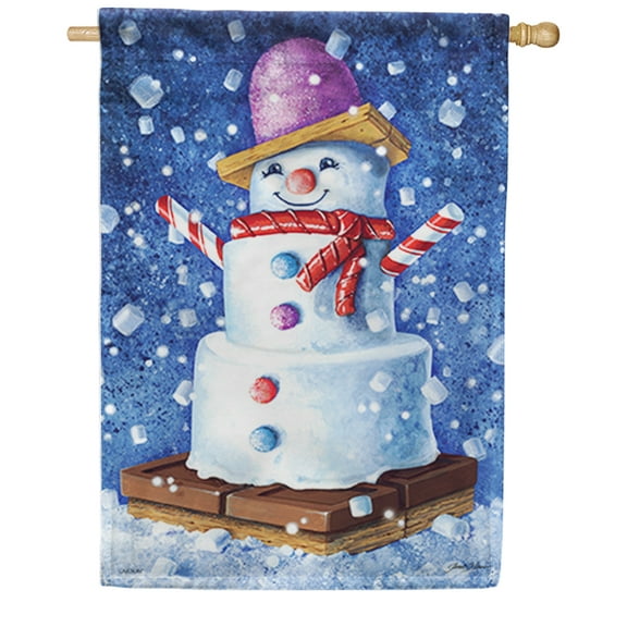 Carson House Flag - S'More Snow Please, Dura Soft Double Sided House Flag, 28 x 40 Inch Outdoor Yard Decorative Flag