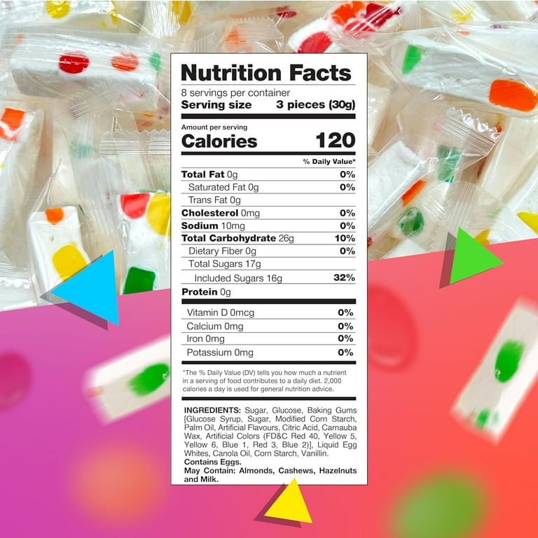 Laeta Food Jujube Nougat Candy, Fruity Jelly Bits, 9 Ounce Bag