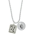 thumbnail image 1 of Delight Jewelry Silvertone Pebble Border Initial - N Silvertone Script Initial Disc - O - Charm Necklace, 20"+3", 1 of 4