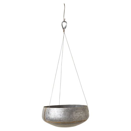 Creative Co-Op Round Galvanized Metal Hanging Planter, Silver and Gold