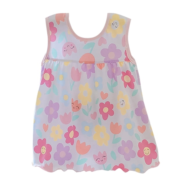 FFENYAN Robe d'Été Sans Manches en Coton pour Bébés Filles - Tissu Respirant à Col Rond en Coton Doux pour 0-2 Ans - Parfait pour les Rendez-Vous et les Tenues Quotidiennes