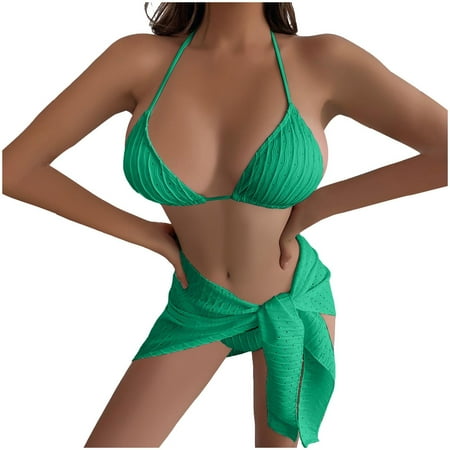 POROPL Women S Bikini Swimsuits Bikini Halter Top Swim Green Size S-L