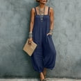 thumbnail image 4 of Miluxas Women's Sleeveless Jumpsuits Loose Wide Leg Harem Overalls with Pockets Lightweight Casual Rompers for Summer Beach Vacation Navy, 4 of 8