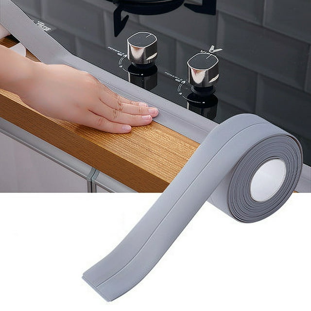 Caulking Bathroom Caulk Strip PVC Self Adhesive Sealing Tape Decorative Sealant Trim Waterproof Edge ProtectorGrey