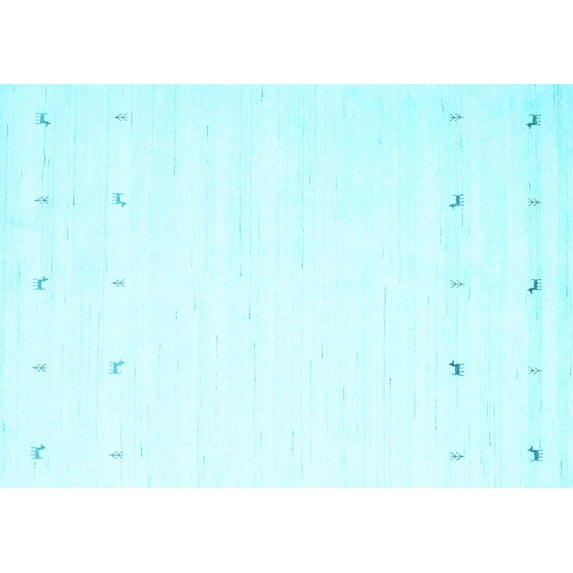 Ahgly Company Indoor Rectangle Solid Light Blue Modern Area Rugs, 5' x 7'
