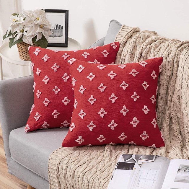 Set Of 2 Decorative Throw Pillow Covers Rhombic Jacquard Pillowcase Soft Square Cushion Case For Summer Couch Sofa Bed Bedroom Living Room, 18x18 Inch