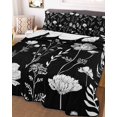 thumbnail image 3 of Quilts Twin Size, Black Wildflowers Soft Comforter Bedding Set for Bed, Farmhouse Floral Botanical Leaves Lightweight Quilted Bedspread with Pillow Cover(2 Pieces) for All Season, 68x86 Inch, 3 of 9