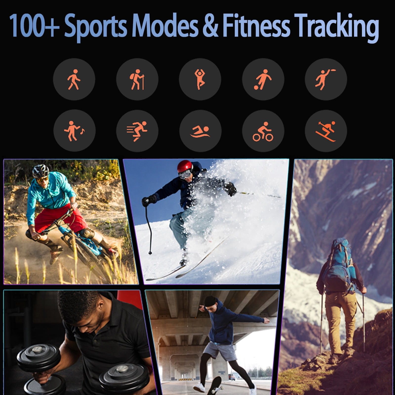 Smart Watch for Men iPhone Android, 1.39" HD Touchsreen, Bluetooth Call and Music Control, Fitness Tracker, 110+ Sports Modes, IPX8 Waterproof, Black