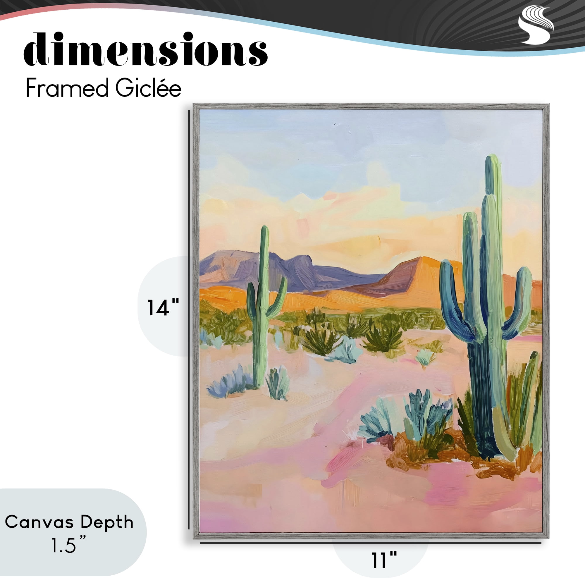 Stupell Industries Cactus Desert with Soft Sunset Gray Framed Giclee Art, design by The Prints Vibe