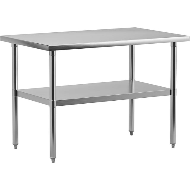 Stainless Steel Work Table w/ Adjustable Undershelf, Heavy-Duty Prep Table for Restaurant Kitchen, Garage & Commercial Use