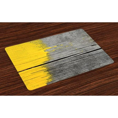Yellow Placemats Set Of 4 Ancient Wooden Board With Yellow Paint